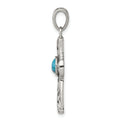Sterling Silver Antiqued Recon Turquoise Cross Pendant by Fine Color Jewels