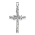 Sterling Silver Rhodium-plated Amethyst Infinity Cross Pendant by Fine Color Jewels