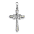 Silver Rhodium-plated Peridot Infinity Cross Pendant by Fine Color Jewels
