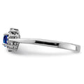 0.34 Ct Round Blue Sapphire and Diamond Prong Silver Snowflake Halo Ring by Fine Color Jewels