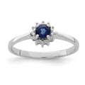 0.34 Ct Round Blue Sapphire and Diamond Prong Silver Snowflake Halo Ring by Fine Color Jewels