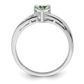 Silver Green Prasiolite Diamond Heart Ring by Fine Color Jewels