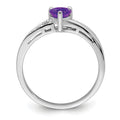 0.41 Ct Heart Purple Amethyst and White Diamond Prong Silver Promise Ring by Fine Color Jewels
