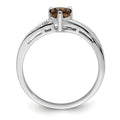 Silver Smoky Quartz Diamond Heart Ring by Fine Color Jewels