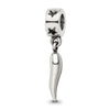 Italian Horn Dangle Pendant Sterling Silver