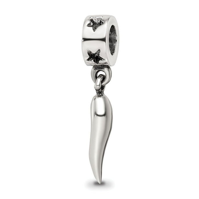 Italian Horn Dangle Pendant Sterling Silver by Fine Color Jewels