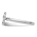 0.15 Ct Round Red Garnet Prong Silver Stackable Cross Ring by Fine Color Jewels