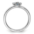 Natural Aquamarine Silver Stackable Cross Ring by Fine Color Jewels