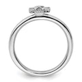 Natural White Topaz Silver Stackable Cross Ring by Fine Color Jewels