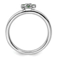 0.04 Ct Round Green Lab Created Emerald Prong Silver Stackable Cross Ring by Fine Color Jewels