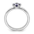 Lab Created Sapphire Silver Stackable Cross Ring by Fine Color Jewels