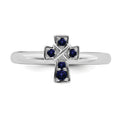 Lab Created Sapphire Silver Stackable Cross Ring by Fine Color Jewels