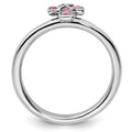 Natural Pink Tourmaline Silver Stackable Cross Ring by Fine Color Jewels