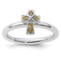 Silver Natural Yellow Citrine Stackable Cross Ring by Fine Color Jewels