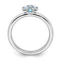 Natural Swiss Blue Topaz Silver Stackable Cross Ring by Fine Color Jewels