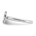 Natural Swiss Blue Topaz Silver Stackable Cross Ring by Fine Color Jewels