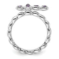 0.10 Ct Round Purple Amethyst Prong Silver Stackable Cross Ring by Fine Color Jewels
