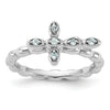Silver Stackable Natural Aquamarine Cross Ring