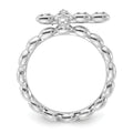Silver Stackable Natural White Topaz Cross Ring by Fine Color Jewels