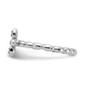 0.01 Ct Round Green Lab Created Emerald Prong Silver Stackable Cross Ring by Fine Color Jewels