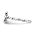 0.14 Ct Round Created Red Ruby Silver Stackable Bezel Cross Ring by Fine Color Jewels