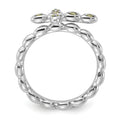 0.09 Ct Round Green Peridot Prong Silver Stackable Cross Ring by Fine Color Jewels
