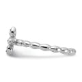 Silver Stackable Created Blue Sapphire Cross Ring by Fine Color Jewels