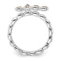 0.08 Ct Round Yellow Citrine Prong Silver Stackable Cross Ring by Fine Color Jewels
