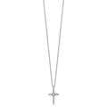 Natural Swiss Blue Topaz Cross Necklace Sterling Silver by Fine Color Jewels