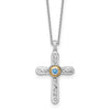 Sterling Silver London Blue Topaz Cross Extension Necklace
