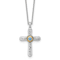 Sterling Silver London Blue Topaz Cross Extension Necklace by Fine Color Jewels