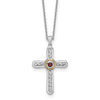 Sterling Silver Natural Garnet Cross Extension Necklace