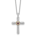 Sterling Silver Natural Garnet Cross Extension Necklace by Fine Color Jewels