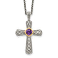 Purple Natural Amethyst Silver Cross Necklace by Fine Color Jewels