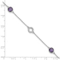 1.55 Ct Round Purple Amethyst & Diamond Bezel Sterling Silver Circle Station Chain Bracelet by Fine Color Jewels