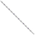 0.35 Ct Round Purple Amethyst & Diamond Prong Sterling Silver Evil Eye Link Bracelet by Fine Color Jewels
