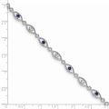 0.35 Ct Round Purple Amethyst & Diamond Prong Sterling Silver Evil Eye Link Bracelet by Fine Color Jewels