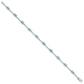 2.72 Ct Oval Swiss Blue Topaz Prong Sterling Silver Link Bracelet by Fine Color Jewels