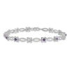 0.47 Ct Round Purple Amethyst & Diamond Prong Sterling Silver Floral Link Bracelet