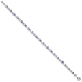 0.13 Ct Pear Violet Tanzanite & Diamond Prong Sterling Silver Link Bracelet by Fine Color Jewels