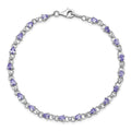 0.13 Ct Pear Violet Tanzanite & Diamond Prong Sterling Silver Link Bracelet by Fine Color Jewels