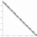 0.13 Ct Pear Violet Tanzanite & Diamond Prong Sterling Silver Link Bracelet by Fine Color Jewels