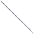 0.10 Ct Round Violet Tanzanite & Diamond Prong Sterling Silver Bar Link Bracelet by Fine Color Jewels