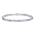 0.10 Ct Round Violet Tanzanite & Diamond Prong Sterling Silver Bar Link Bracelet by Fine Color Jewels