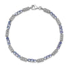0.10 Ct Round Violet Tanzanite & Diamond Prong Sterling Silver Bar Link Bracelet