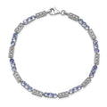 0.10 Ct Round Violet Tanzanite & Diamond Prong Sterling Silver Bar Link Bracelet by Fine Color Jewels