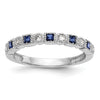 Princess Blue Sapphire Diamond Prong 14K White Gold Half Eternity Band Ring