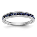 0.51 Ct Round Blue Sapphire Channel Set White Gold Eternity Band Ring by Fine Color Jewels