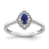 0.35 Ct Oval Blue Sapphire Diamond 14K White Gold Halo Floral Ring