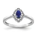 0.35 Ct Oval Blue Sapphire Diamond 14K White Gold Halo Floral Ring by Fine Color Jewels
